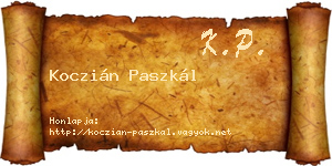 Koczián Paszkál névjegykártya